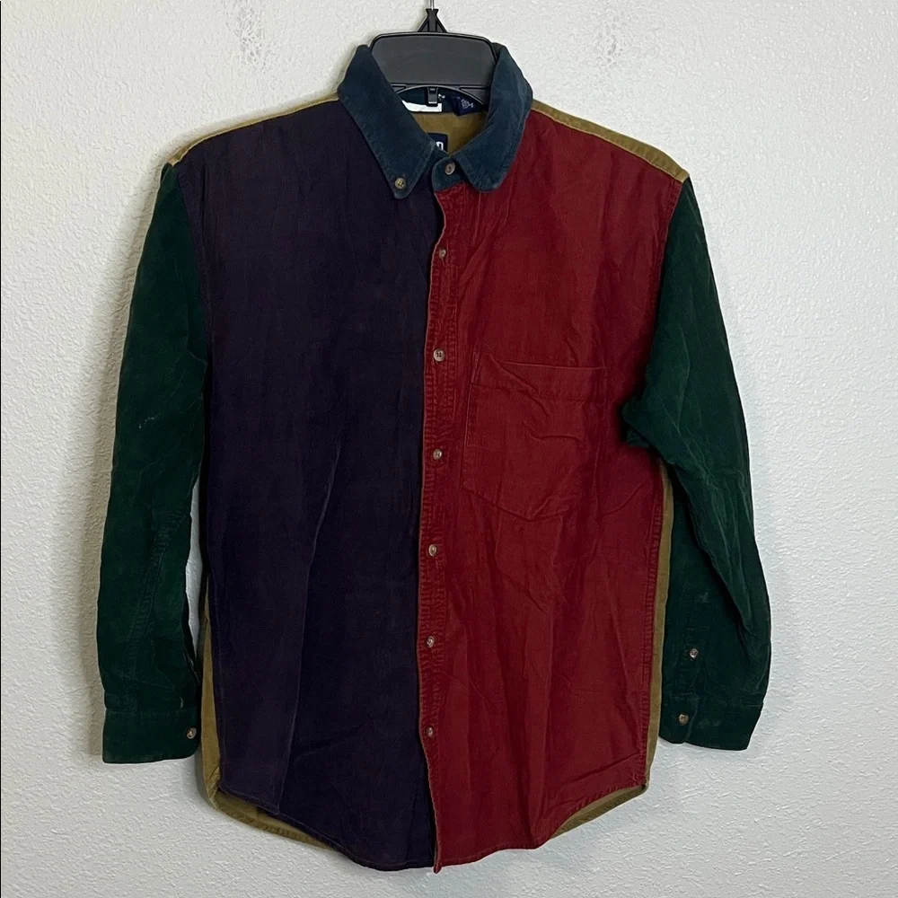 Gap Colorblock Corduroy Button Down Shirt Boys Size XL